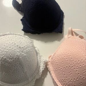 Laura Ashley Women's Eyelet Bras - Navy, White, and Peach New 3/$20. New